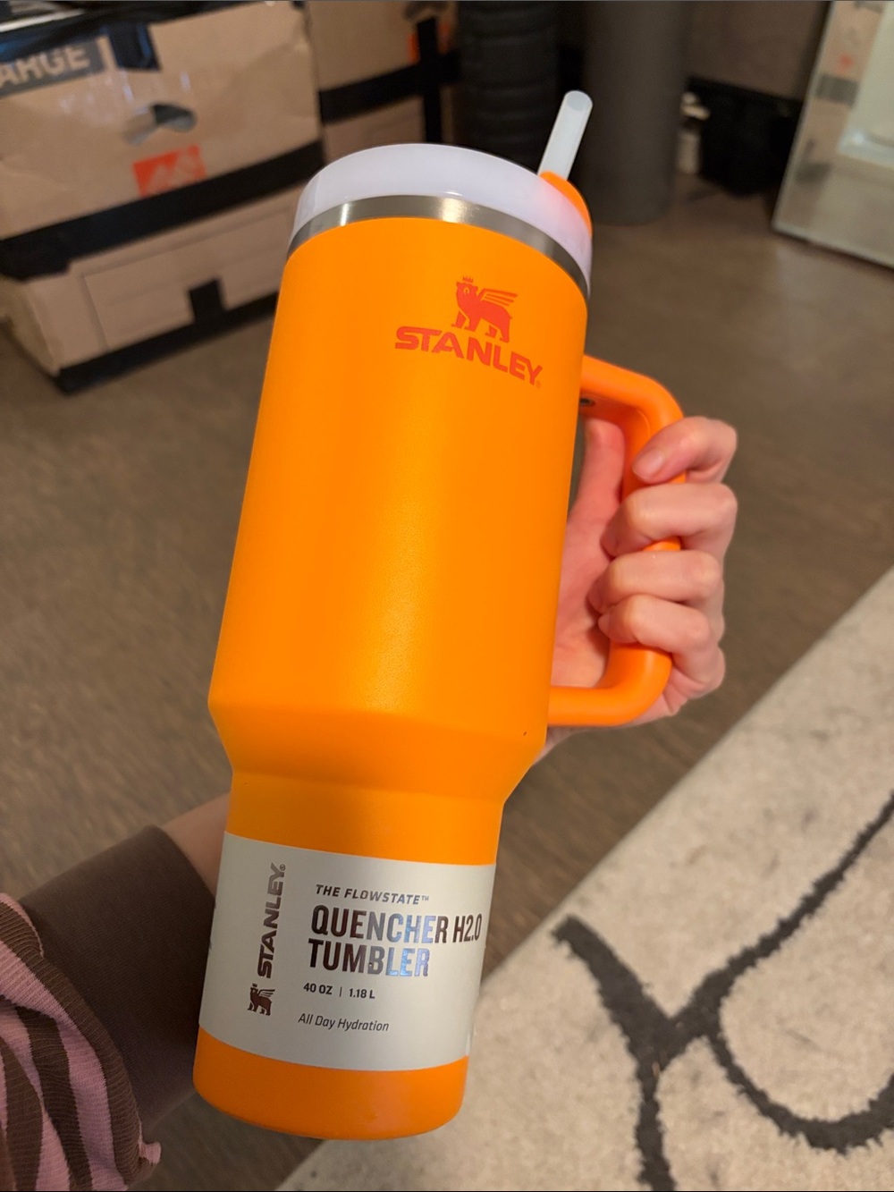 Brand New Stanley Bright Orange Quencher H2.0 Insulated Tumbler with Handle 40Oz